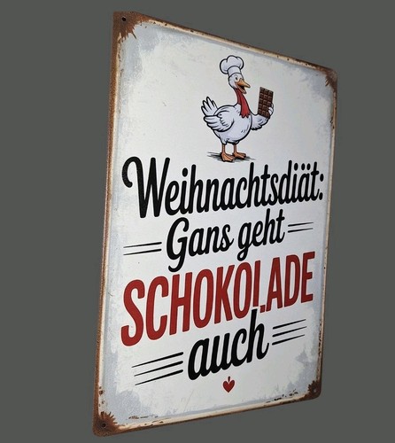 Blechschild weihnachten diät - blechschild,